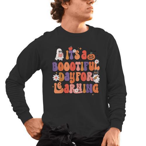 It's A Bootiful Day For Learning Cute Teacher Halloween Men's Long Sleeve T-Shirt - teacherstshirts.com CA