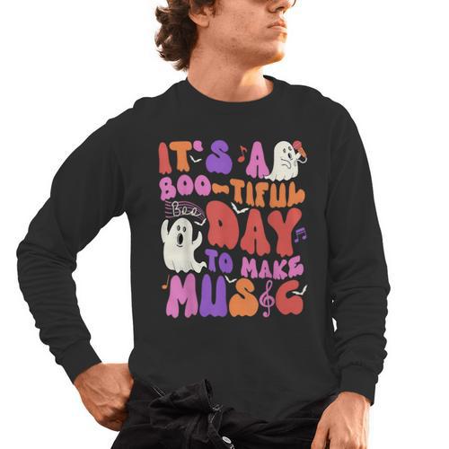 It's a Bootiful Day To Make Music Halloween Music Teacher Men's Long Sleeve T-Shirt - teacherstshirts.com
