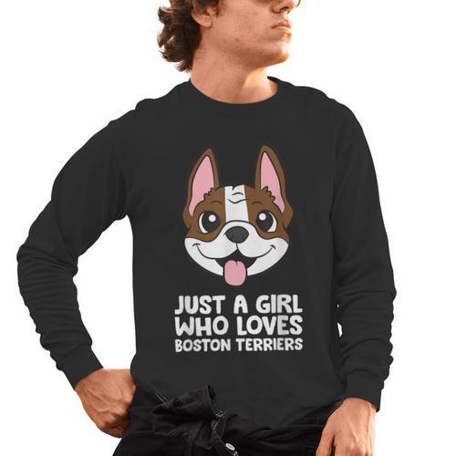 Just a Girl Who Loves Boston Terriers Men's Long Sleeve T-Shirt - Bostonterriersmerch.com