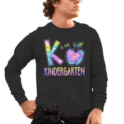 K Is For Kindergarten Teacher Tie Dye Back To School Kinder Men's Long Sleeve T-Shirt - teacherstshirts.com DE