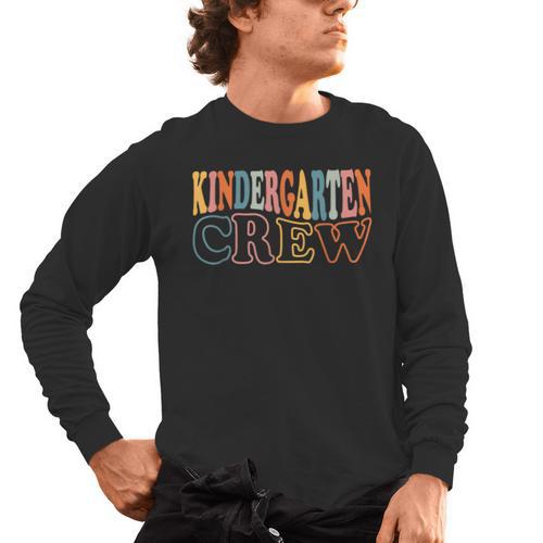 Kinder Crew Kindergarten Teacher First 1st Day Of School Men's Long Sleeve T-Shirt - teacherstshirts.com