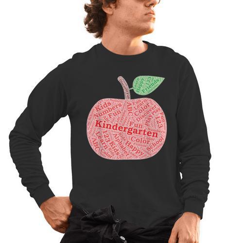 Kindergarten Apple Word Art For Teachers & Students Men's Long Sleeve T-Shirt - teacherstshirts.com