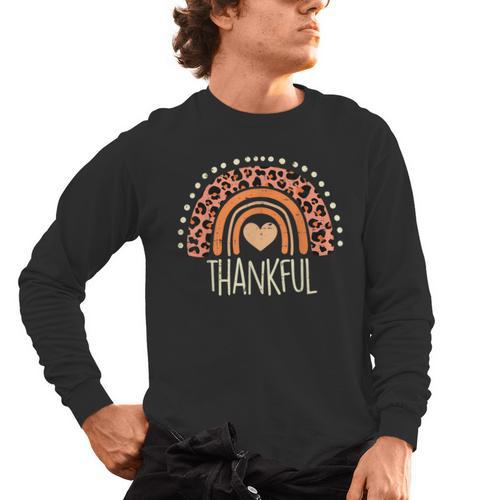 Leopard Rainbow Thankful Thanksgiving Teacher Women Kids Men's Long Sleeve T-Shirt - teacherstshirts.com DE