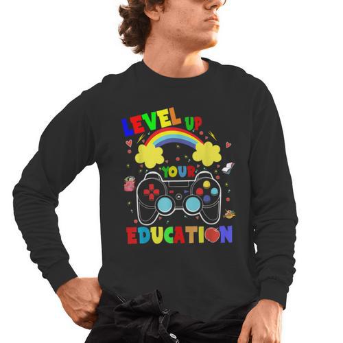 Level Up Your Education Gaming Inspired Teacher Gamers For Men Women Kids Men's Long Sleeve T-Shirt - teacherstshirts.com DE