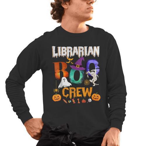 Librarian Boo Crew Teacher Student Halloween Costume Men's Long Sleeve T-Shirt - teacherstshirts.com DE