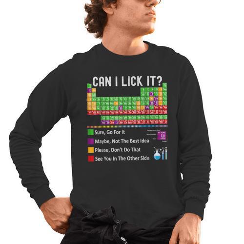 Can I Lick It Periodic Table Chart Science Teacher Cool Meme Men's Long Sleeve T-Shirt - teacherstshirts.com