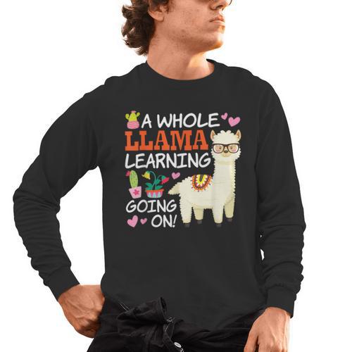 Llama Learning T Shirt Teachers Students Alpaca Lovers Men's Long Sleeve T-Shirt - teacherstshirts.com DE