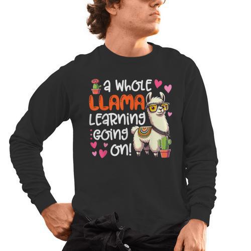 Llama Learning Teachers Students Alpaca Lover Back To School Men's Long Sleeve T-Shirt - teacherstshirts.com DE