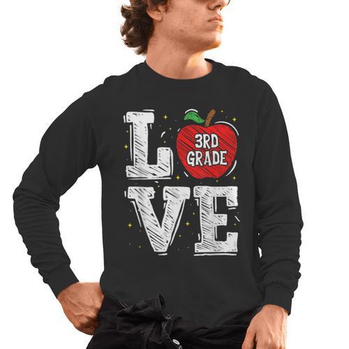 LOVE Apple 3rd Grade Teacher Student School Men's Long Sleeve T-Shirt - teacherstshirts.com AU