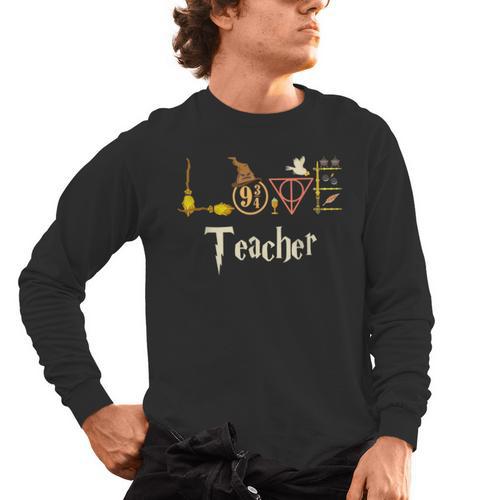 Love Teacher Wizards Back To School Halloween Men's Long Sleeve T-Shirt - teacherstshirts.com UK