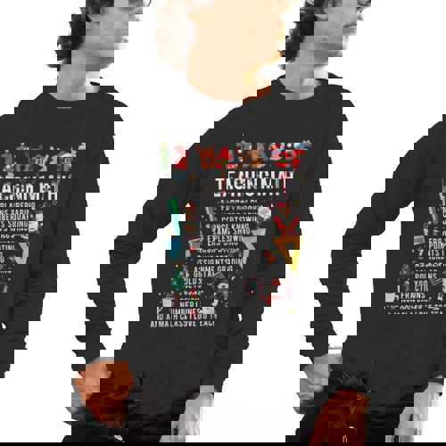 Math Teacher Christmas 12 Days Of Teaching Math Christmas Men&#x27;s Long Sleeve T-Shirt - teacherstshirts.com