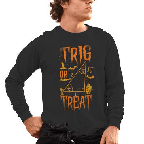 Math Teacher Nerd Student Halloween Trig Or Treat Men's Long Sleeve T-Shirt - teacherstshirts.com