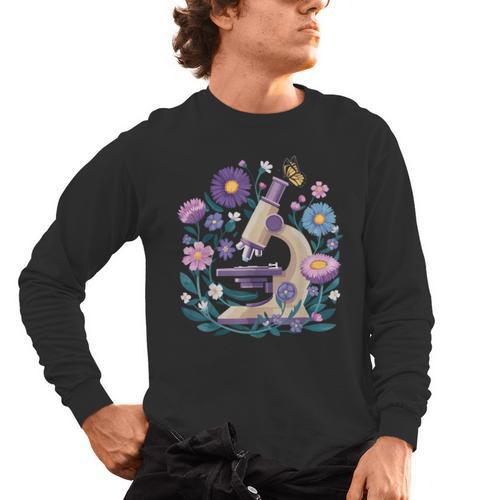 Microscope Flower Butterfly Biology Science Teacher Student Men's Long Sleeve T-Shirt - teacherstshirts.com