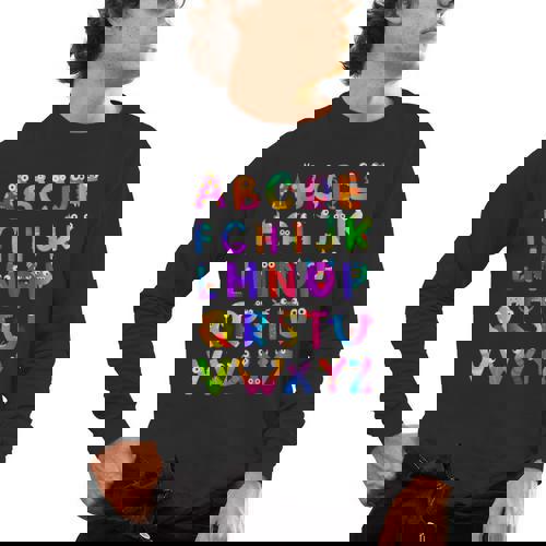 Monster ABC Cute Alphabet Halloween Teacher Costume Kids Men&#x27;s Long Sleeve T-Shirt - teacherstshirts.com