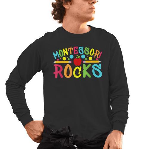 Montessori Rocks Montessori Teacher Back To School Men's Long Sleeve T-Shirt - teacherstshirts.com AU
