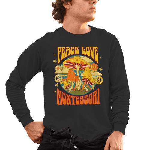 Montessori School Montessori Teacher Peace Love Montessori For Men Women Men's Long Sleeve T-Shirt - teacherstshirts.com AU