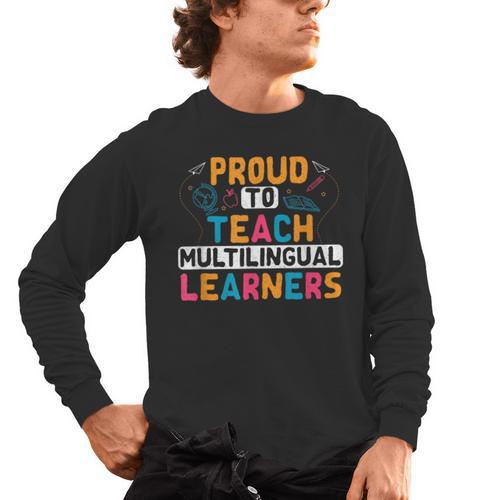 Multilingual Teacher Linguist Language ESL Teaching Men's Long Sleeve T-Shirt - teacherstshirts.com UK