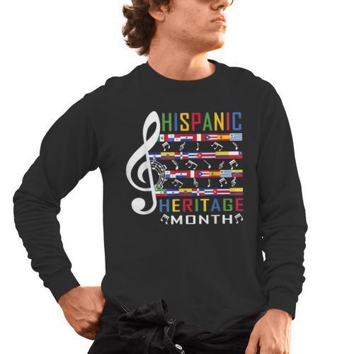 Music Teacher Kid National Hispanic Heritage Month Men's Long Sleeve T-Shirt - teacherstshirts.com AU