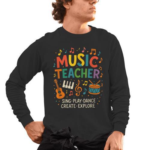 Music Teacher Music Sing Play Dance Choir Piano Men's Long Sleeve T-Shirt - teacherstshirts.com CA