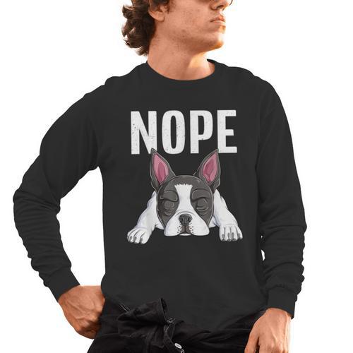 Nope Boston Terrier Puppy Dog Bostie Lover Men Women Girls Kids Men's Long Sleeve T-Shirt - Bostonterriersmerch.com DE