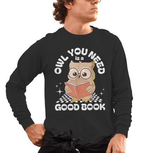 Owl You Need Is A Good Book Teacher Librarian Reading Men's Long Sleeve T-Shirt - teacherstshirts.com DE