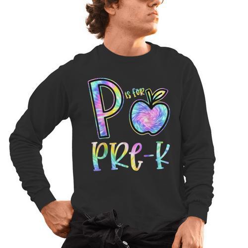 P Is For Pre-K Preschool Teacher Tie Dye Back To School Men's Long Sleeve T-Shirt - teacherstshirts.com AU