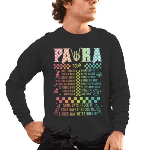 Para Tour Paraprofessional Squad Rock Teacher Back To School Men's Long Sleeve T-Shirt - teacherstshirts.com UK