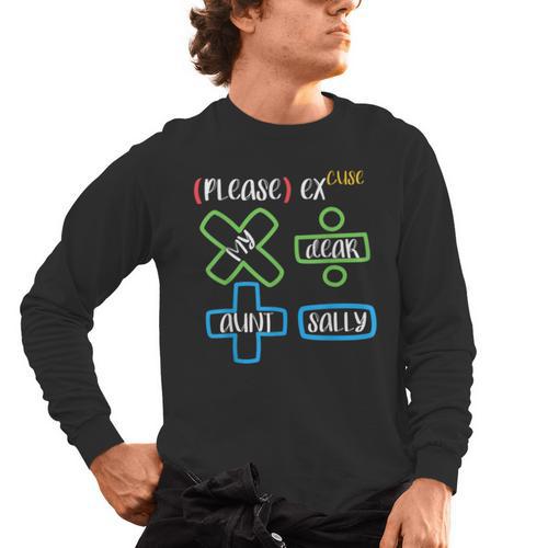 PEMDAS Please Excuse My Dear Aunt Sally Math Teacher Men's Long Sleeve T-Shirt - teacherstshirts.com