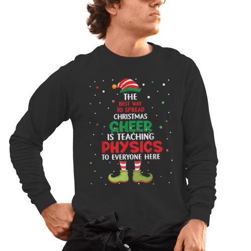 Physics Teacher Christmas Elf Christmas Cheer Men's Long Sleeve T-Shirt - teacherstshirts.com