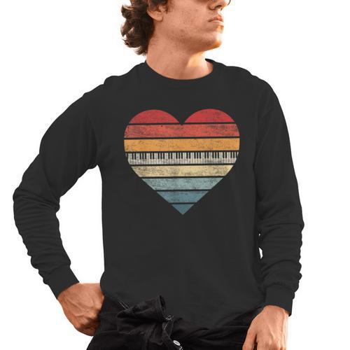 Pianist Retro Sunset Piano Keyboard Player Teacher Men's Long Sleeve T-Shirt - teacherstshirts.com DE