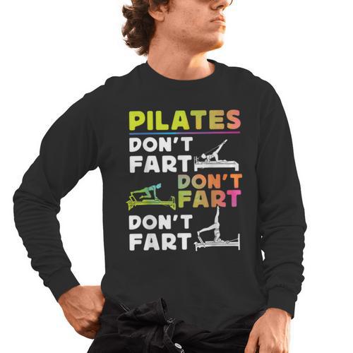 Pilates Instructor Teacher Watercolor Pilates Don't Fart Men Women Kids Men's Long Sleeve T-Shirt - teacherstshirts.com UK