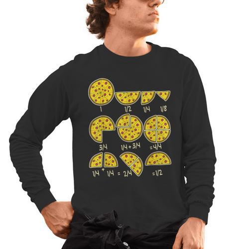 Pizza Salami Cheese Quick Math Fractions Math Teachers For Men Women Girls Kids Men's Long Sleeve T-Shirt - teacherstshirts.com DE