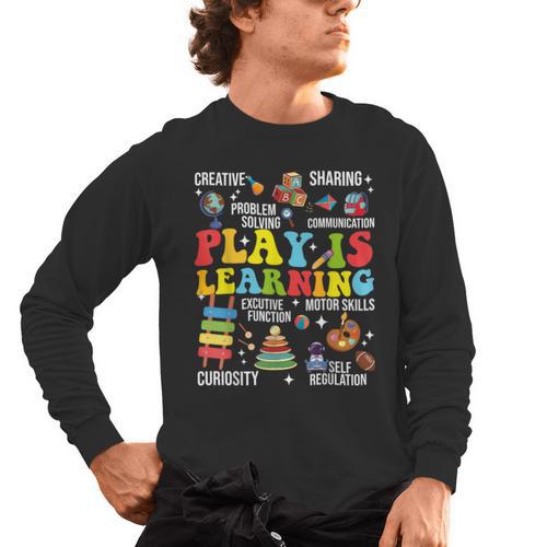 Play Is Learning Kindergarten Preschool Teacher Appreciation Men's Long Sleeve T-Shirt - teacherstshirts.com CA