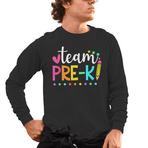 Pre-k Team Pencil Teacher Student Back To School Girls Men's Long Sleeve T-Shirt - teacherstshirts.com AU
