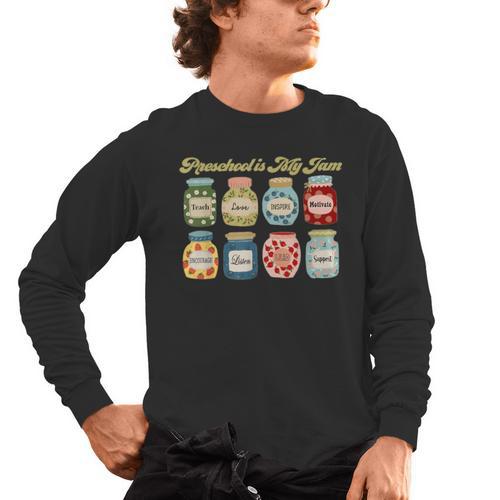 Preschool Is My Jam Retro Preschool Teacher Back To School Men's Long Sleeve T-Shirt - teacherstshirts.com UK