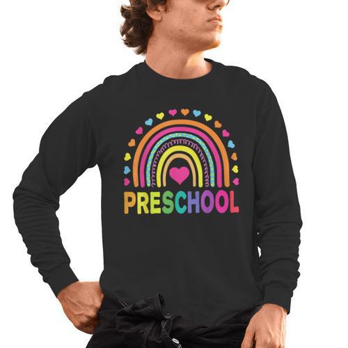 Preschool Rainbow Girls Boys Kids Teacher Back To School Men's Long Sleeve T-Shirt - teacherstshirts.com CA