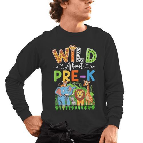 Preschool Teacher Kids Back To School Wild About Pre-K Men's Long Sleeve T-Shirt - teacherstshirts.com AU