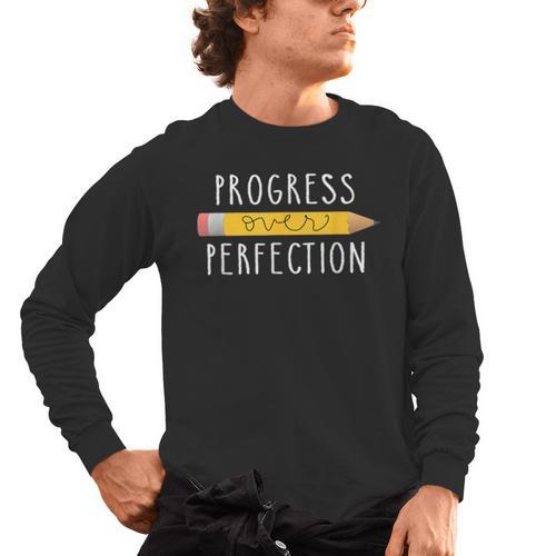 Progress Over Perfection Motivational Teacher Tee Men's Long Sleeve T-Shirt - teacherstshirts.com UK