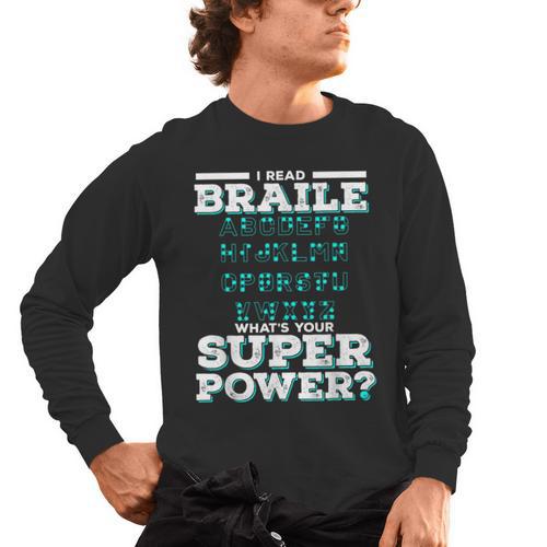 I Read Braille Tell Me Your Superpower Braille Teacher For Men Women Men's Long Sleeve T-Shirt - teacherstshirts.com