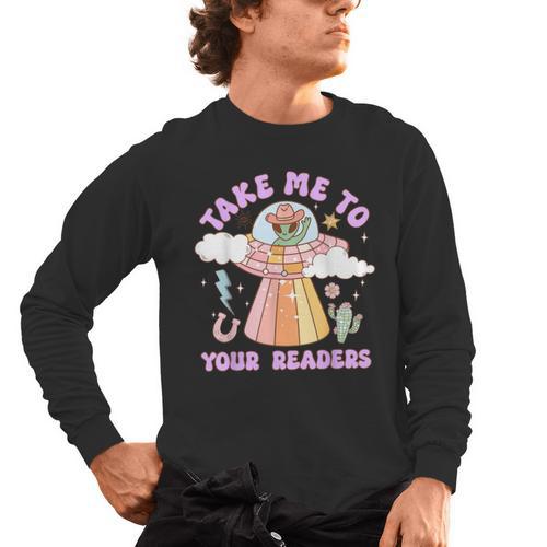 Take Me To Your Readers Alien Teacher Halloween Literacy Men's Long Sleeve T-Shirt - teacherstshirts.com AU