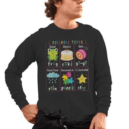 Reading Teacher Syllable Types Phonics Phonemic Awareness Men's Long Sleeve T-Shirt - teacherstshirts.com AU
