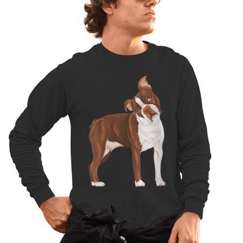 Red Boston Terrier Dog Men's Long Sleeve T-Shirt - Bostonterriersmerch.com