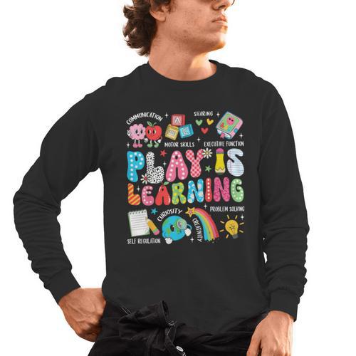 Retro Play Is Learning Kindergarten Teacher Team Women Men's Long Sleeve T-Shirt - teacherstshirts.com AU