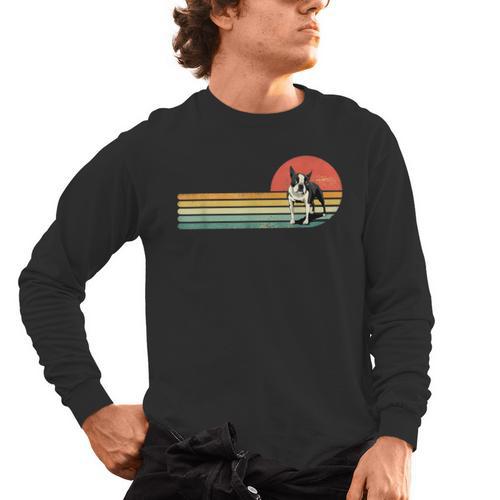 Retro Vintage Boston Terrier Dog Lover Boston Terrier Mom Men's Long Sleeve T-Shirt - Bostonterriersmerch.com