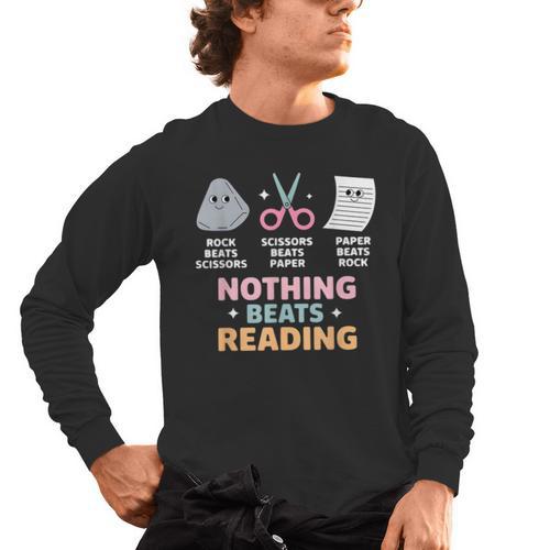 Rock Paper Scissors Teacher Librarian Nothing Beats Reading Men's Long Sleeve T-Shirt - teacherstshirts.com AU