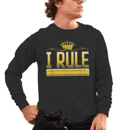 I Rule Math Ruler Mathematics Pun Math Teacher Men Women Girls Kids Men's Long Sleeve T-Shirt - teacherstshirts.com AU