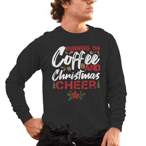 Running On Coffee And Christmas Cheer Lover Teacher For Men Women Kids Men's Long Sleeve T-Shirt - teacherstshirts.com UK