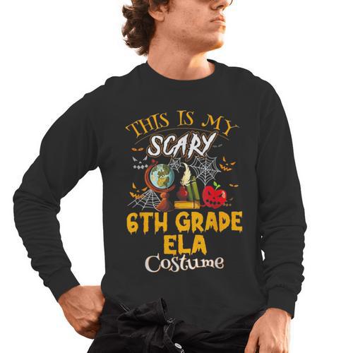 This Is My Scary 6th Grade ELA Costume Teacher Men Women Men's Long Sleeve T-Shirt - teacherstshirts.com