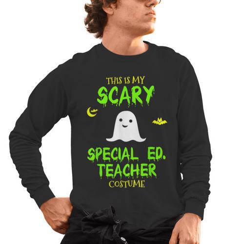 Scary Special Education Ed Teacher Costume Halloween Easy Men's Long Sleeve T-Shirt - teacherstshirts.com AU