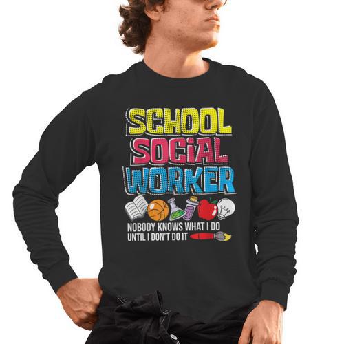 School Social Worker Teacher Caseworker Public Servant LSW Men's Long Sleeve T-Shirt - teacherstshirts.com
